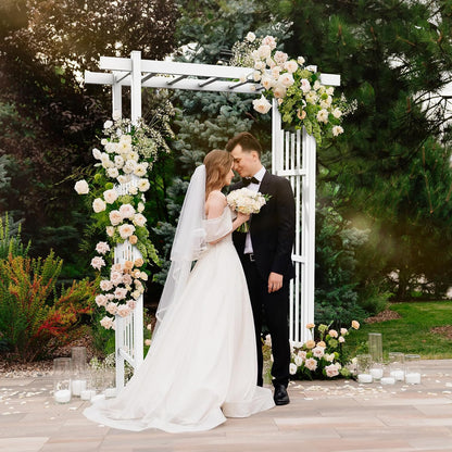 VINGLI Garden Arbor, PVC Wedding Arch for Ceremony Party, Garden Trellis for Climbing Plants