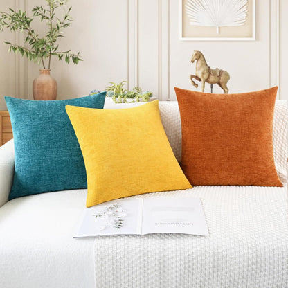 CaliTime Throw Pillow Covers Decorative 20 X 20 Inches Pack of 2 Cozy Chenille Cushion Cases for