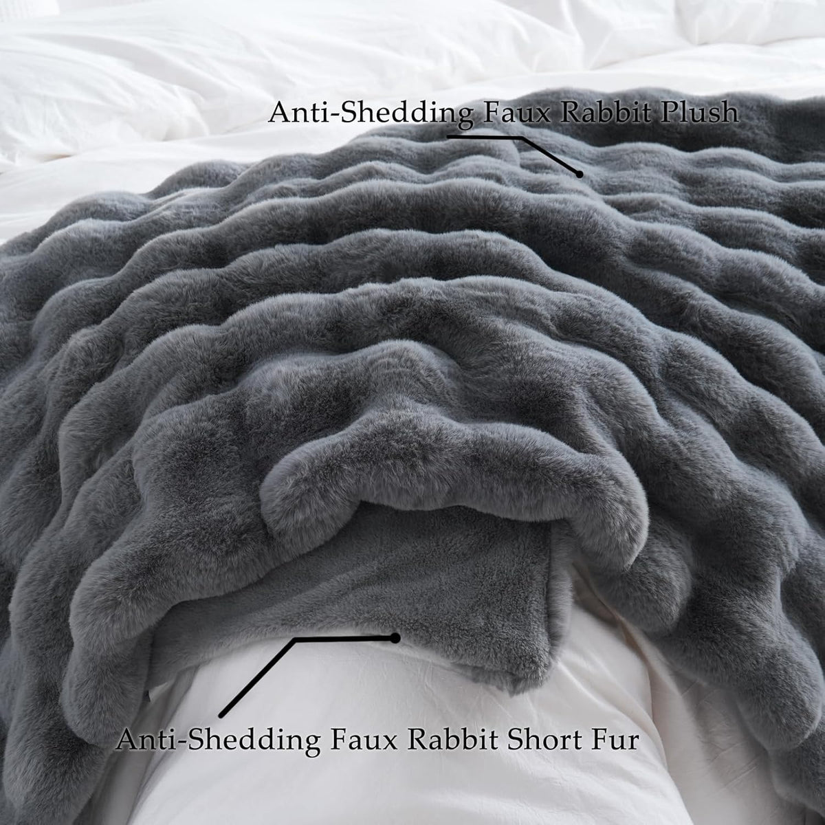 BENVWE Faux Fur Throw Blanket for Couch Bed - Fluffy Soft Thick Bubble Blanket for Living Room Home