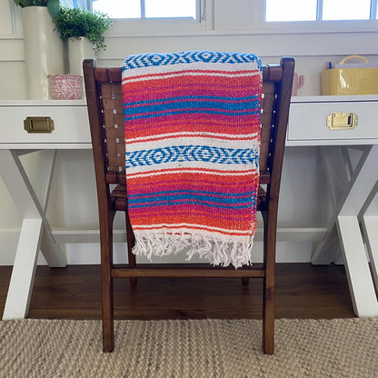Del Mex Classic Mexican Blanket, Large Authentic Woven Falsa Throw (70"x50"), Artisan Southwest