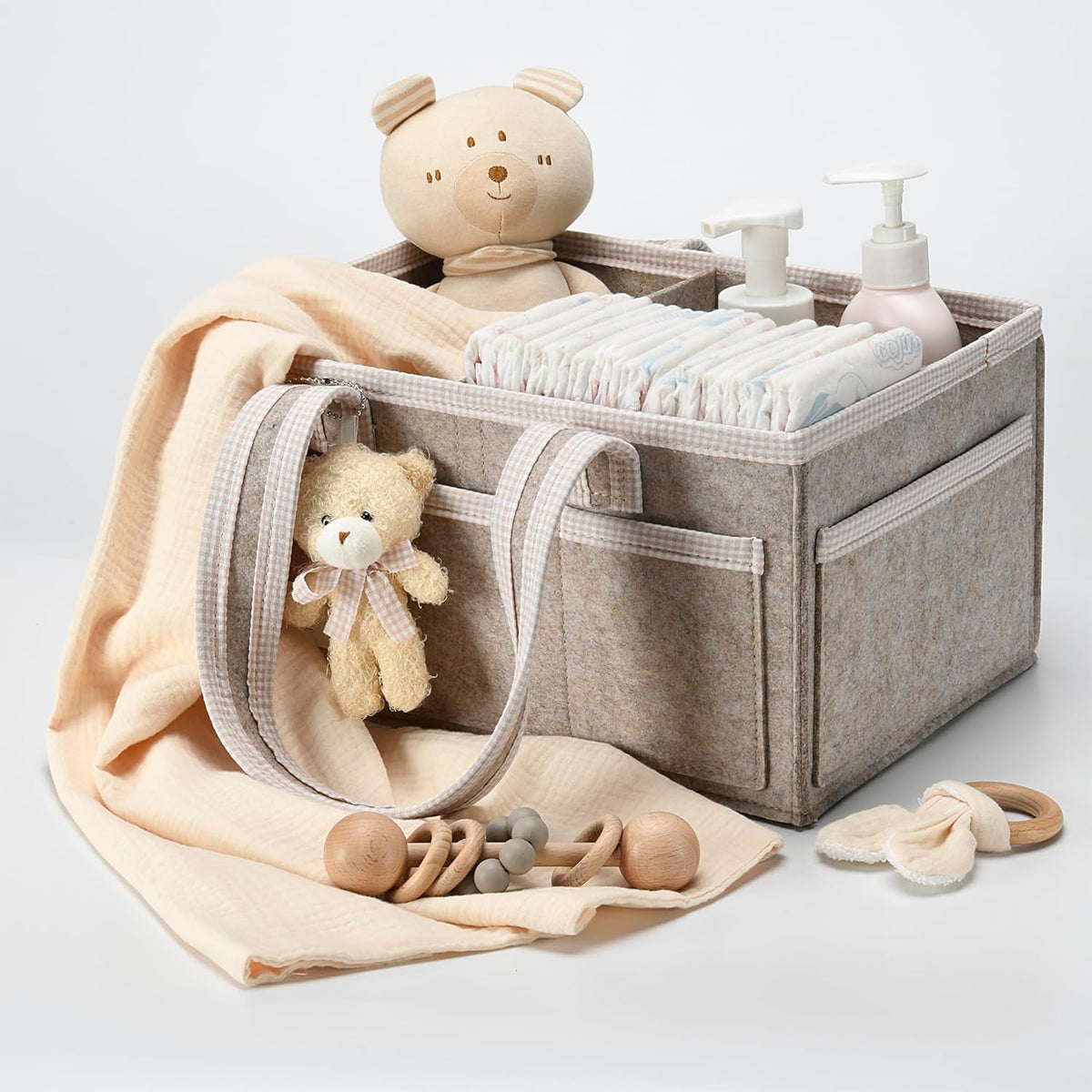 PeraBella Diaper Caddy Organizer with Handle, Baby Shower Gifts Basket Bag, Registry Search Must
