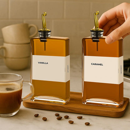 Olive Oil Dispenser Bottle - Includes 44 Kitchen Essential Labels - Cooking Oil Bottles for