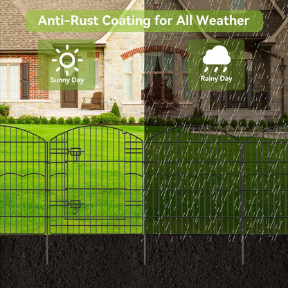 Decorative Garden Fence 12 Panels 26.8ft(L)×32in(H) Garden Fences Animal Barrier Fencing with 11