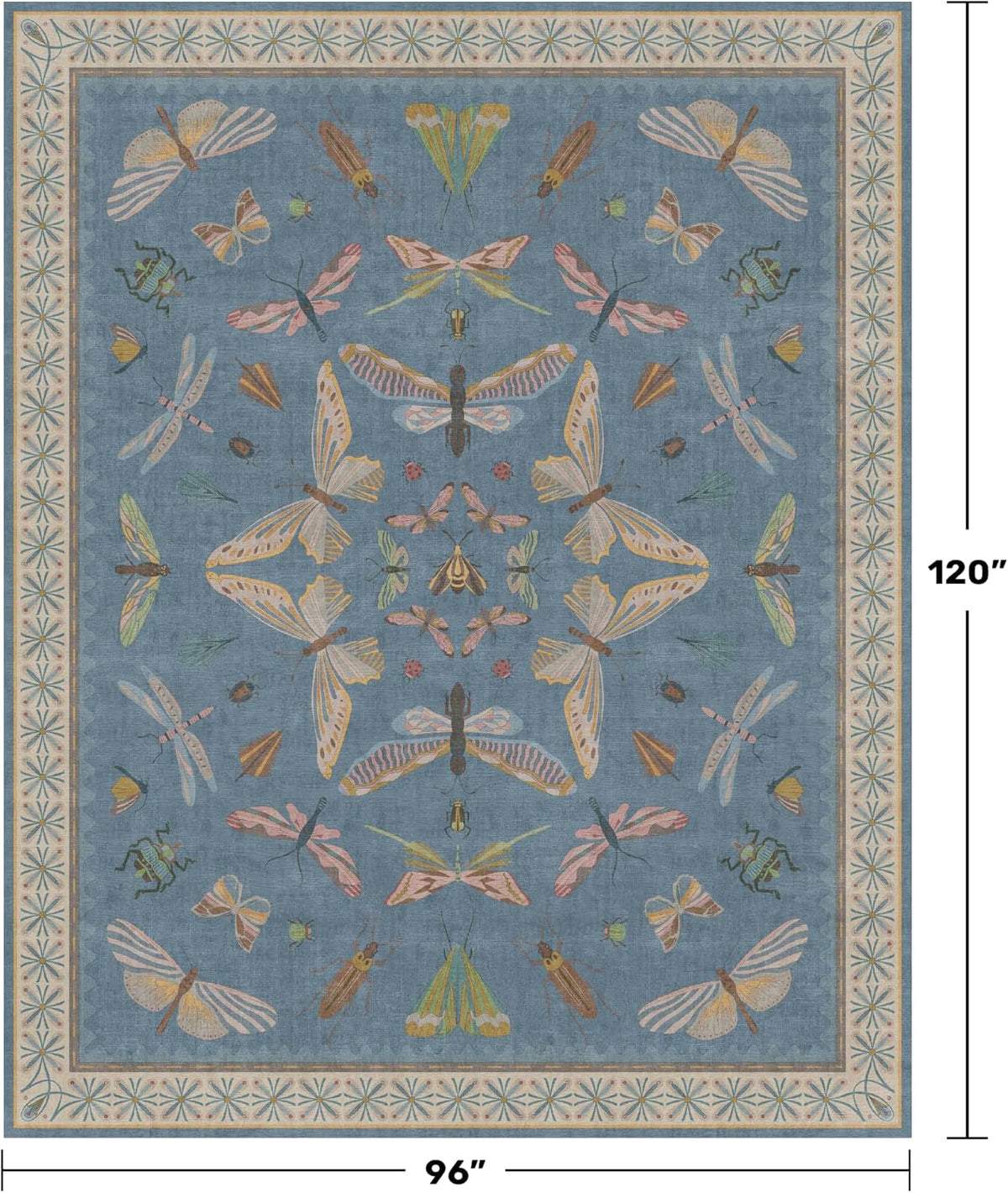 Light Blue Rugs for Dining Room Under Table - 8x10 Washable Area Rugs for Living Room, Bedroom