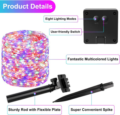 Brightever 4-Pack Solar Outdoor String Lights 288FT, Each 72FT 200 LED Solar Powered Multicolored