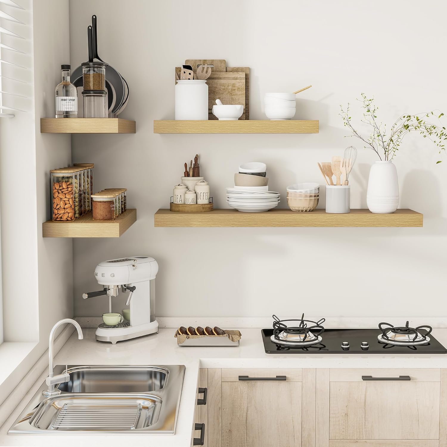 12 Inch Deep Floating Shelves 36 inch Long, 36 x 12 Wide Wall Shelves with Invisible Brackets