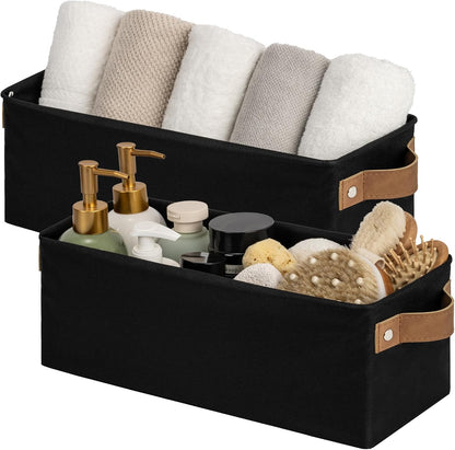 StorageWorks Narrow Storage Bins, Small Basket for Closet and Shelves, Fabric Organizer with