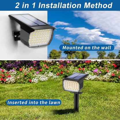 Solar Spot Lights Outdoor Waterproof IP65, 12 Pack Landscape Spotlights with 46 LEDs, 3 Modes Auto