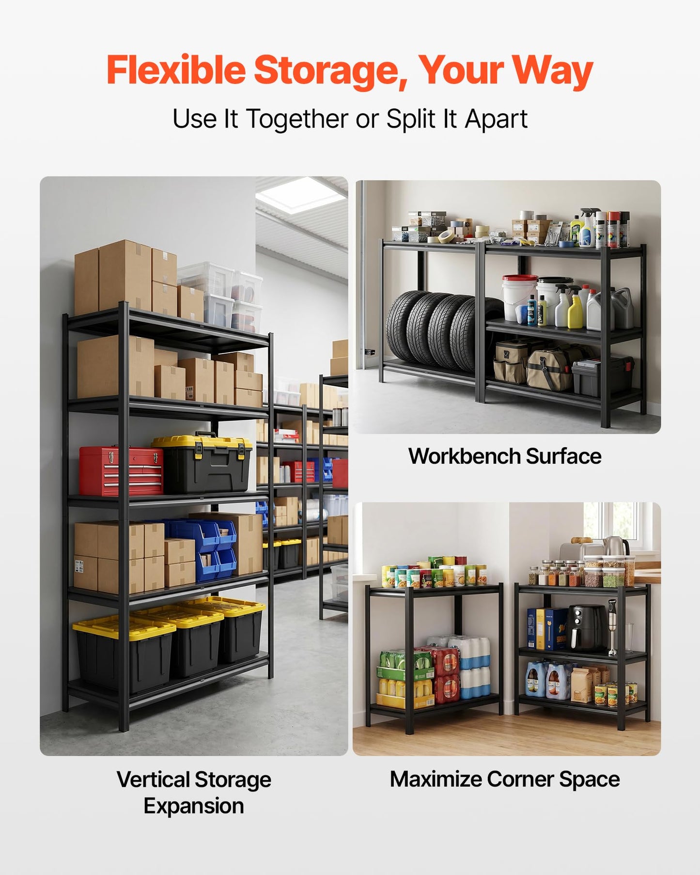 VEVOR Storage Shelves, 5-Tier Adjustable, 3000 lbs Capacity, Heavy Duty Garage Storage Shelving