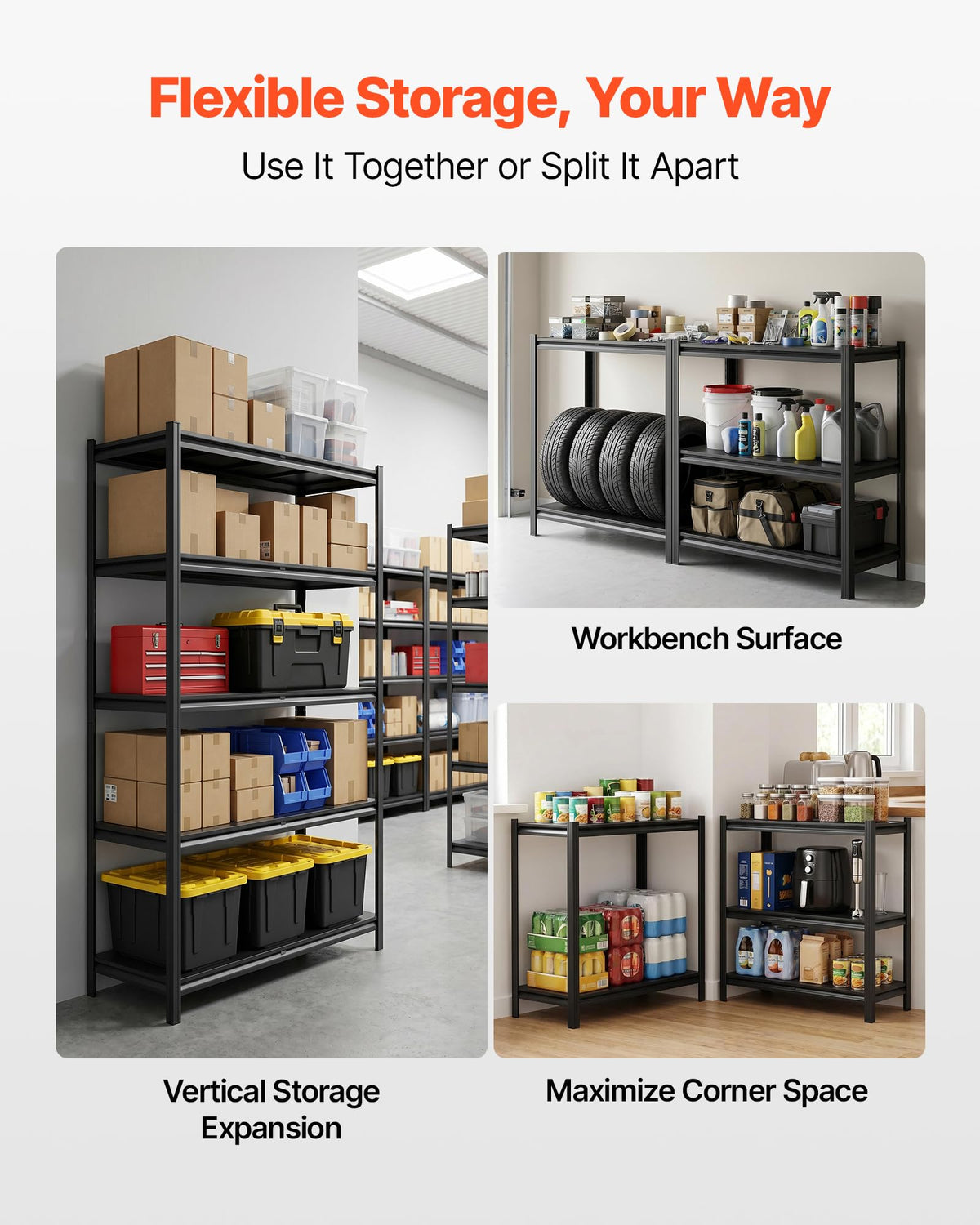 VEVOR Storage Shelves, 5-Tier Adjustable, 3000 lbs Capacity, Heavy Duty Garage Storage Shelving
