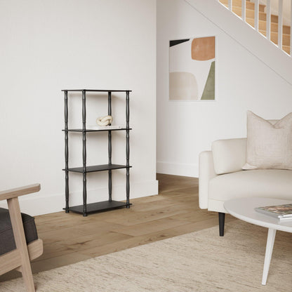 Furinno TURN-N-TUBE Storage Shelves, 4-Tier Book Shelf, Corner Shelf, Toolless Open Shelves