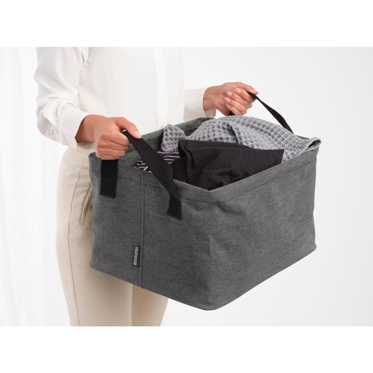 Brabantia - Foldable Laundry Basket 9.25 Gal - Water Resistant Hamper for Wet & Dry Laundry