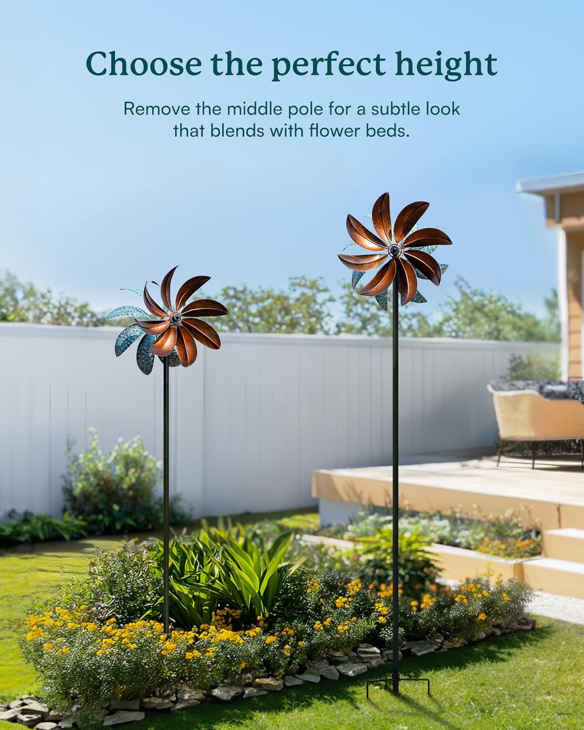 Wind Spinners Outdoor, Copper Teal Kinetic Wind Spinner with Stake, Garden Yard Spinners Windmill