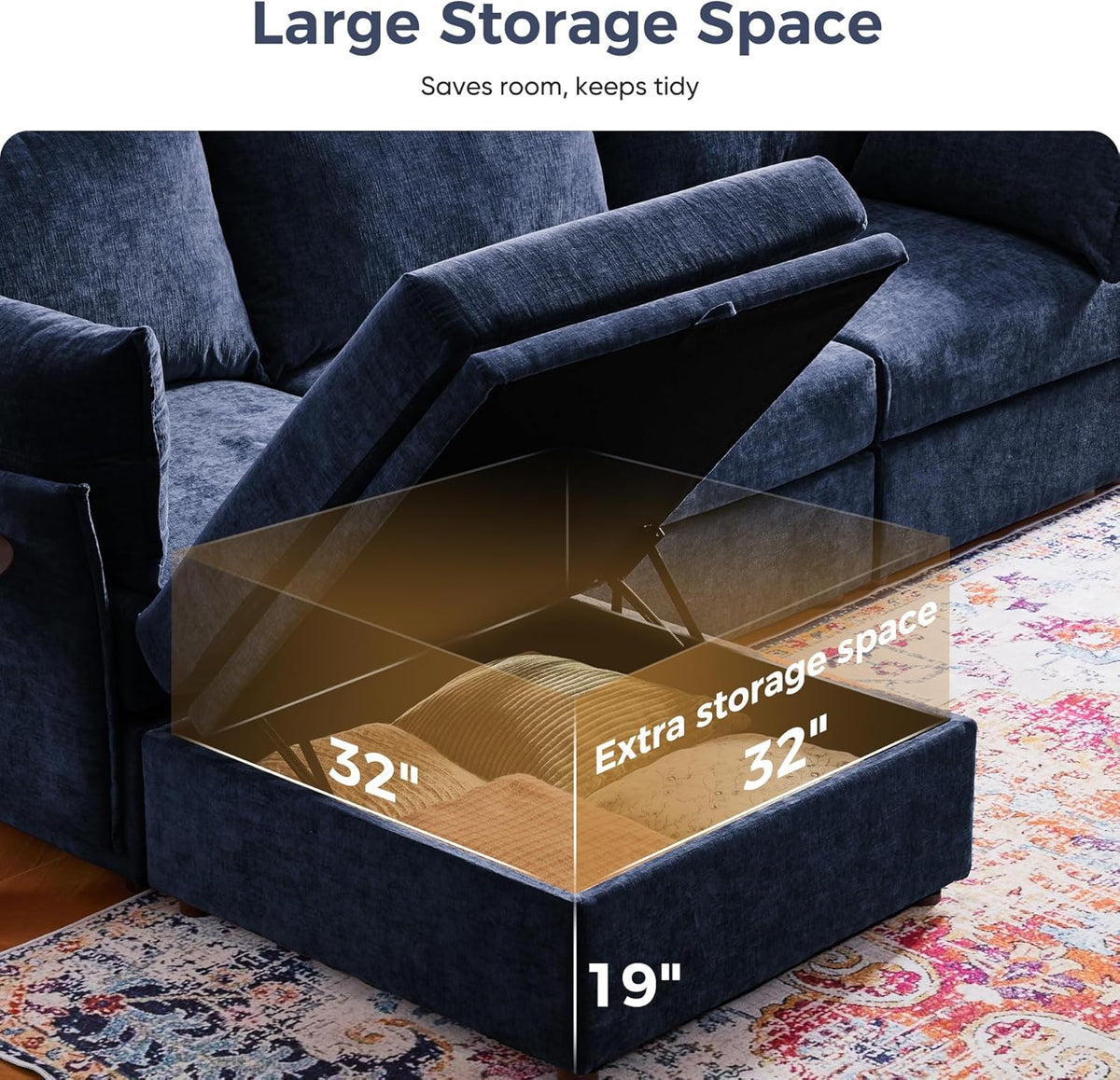136.4" Oversized Modular Sectional Sofa, L Shaped Convertible Couch with Movable Ottoman, Large 7