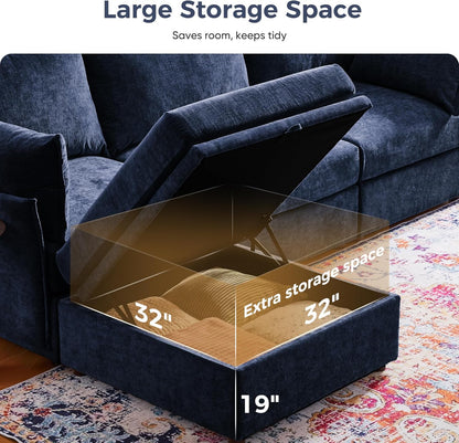 136.4" Oversized Modular Sectional Sofa, L Shaped Convertible Couch with Movable Ottoman, Large 7
