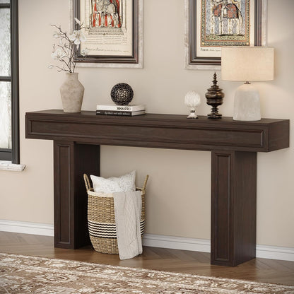 Rresyet 63 Inch Long Console Table, Sofa Table Behind Sofa, Wooden Entryway Table, Farmhouse