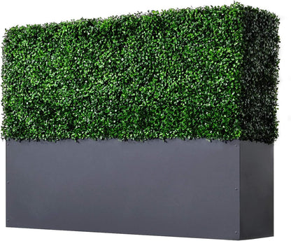AGPL Upgraded Artificial Boxwood Hedge Wall with Gray Color Planter Box (33.5" Height 48" Width 12"