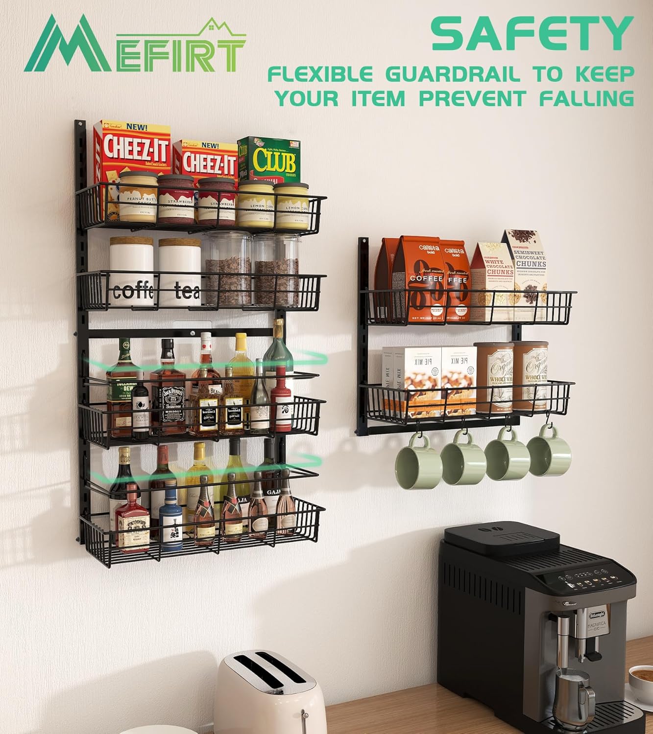 10-Tier Over The Door Pantry Organizer, Pantry Organization and Storage, Black Metal Hanging