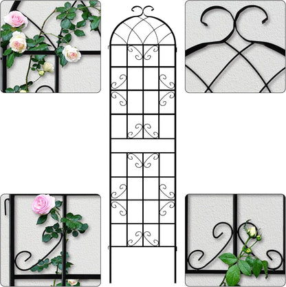 LZRS 2 Pack 87x20in Rustic Iron Arch Decoration Garden Trellis with Black Metal Coating – Perfect