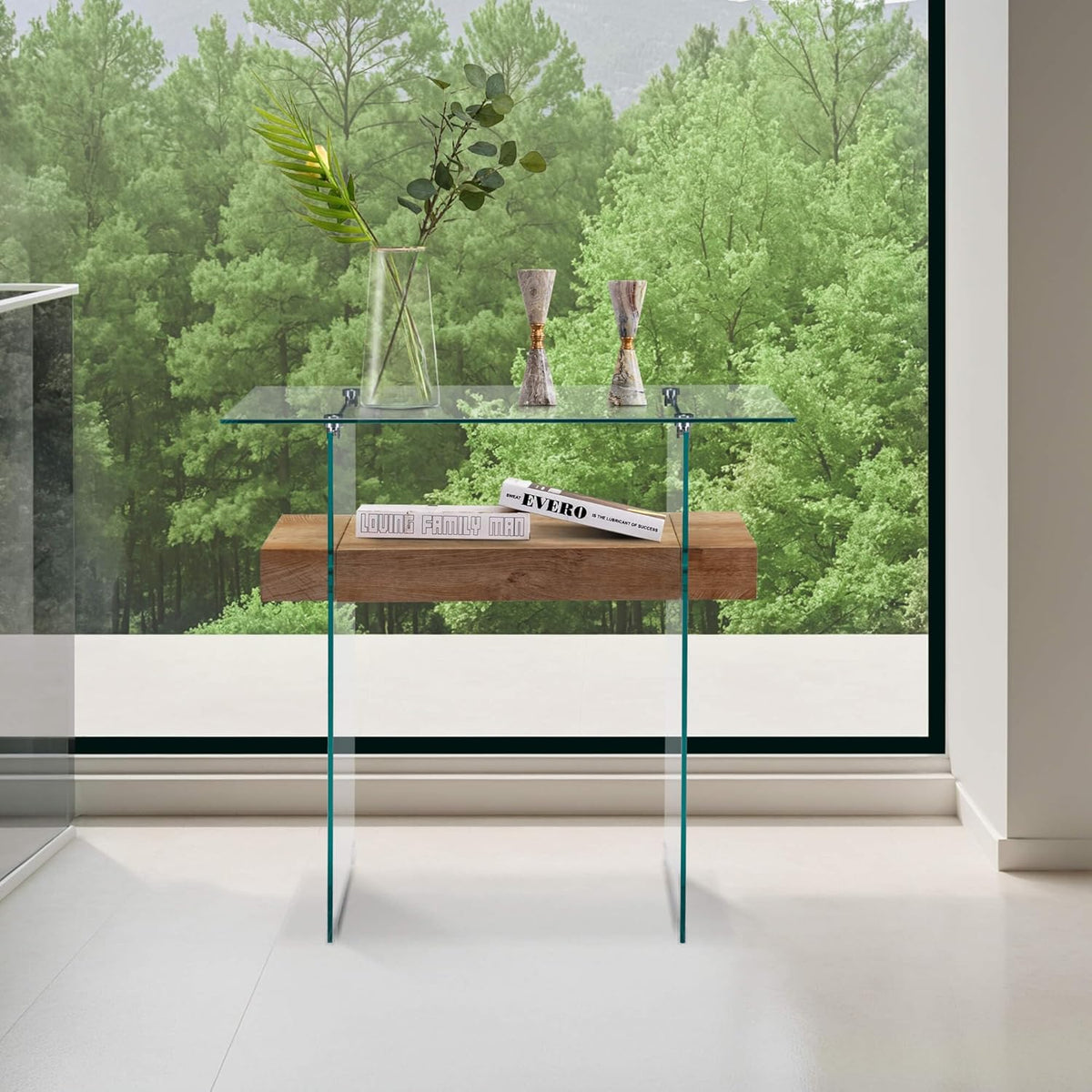 ivinta Glass Console Table with Storage, 31.5'' Modern Narrow Entryway Table for Small Space with