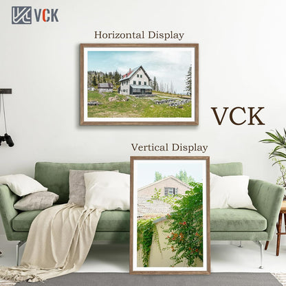 VCK 27x40 Poster Frame 3 Pack - Brown Walnut, Natural Textured Solid Wood Picture Frame, Wall