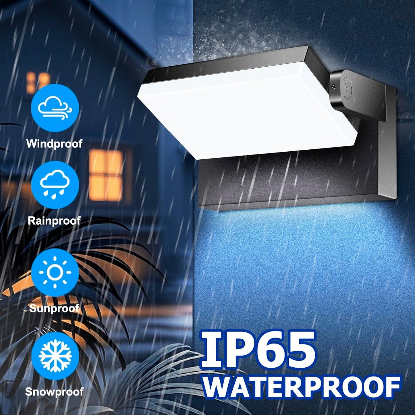 3CCT LED Outdoor Wall Lights, 4800LM, 360° Adjustable, 3 Color Modes, IP66 Waterproof, Security