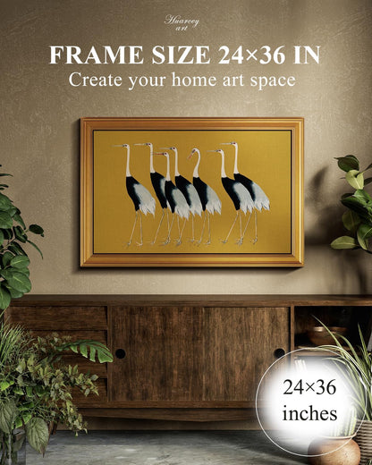 HUARCEY Gold Framed Vintage Wall Art for Living Room, Animals Painting Prints Large Decor for