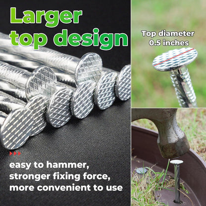 6.3-Inch Galvanized Heavy-Duty Landscape Stakes, (300-Pack) Spiral Metal Turf Spikes for Artificial