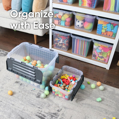 Superio Storage Bins with Lids, Clear Plastic Containers for Organizing, Stackable Totes, BPA Free