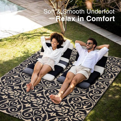 OLANLY Outdoor Rug Waterproof 5x8 ft Clearance, Reversible Outdoor Plastic Straw Rug with Floral