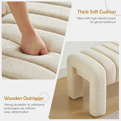 43.3" Bedroom Bench, Upholstered Entryway Bench, Modern End of Bed Ottoman with Solid Wood Legs and