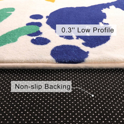 STARUIA Handprints and Footprints Large Kids Rug 5'x7', Washable Colorful Area Rug for Nursery