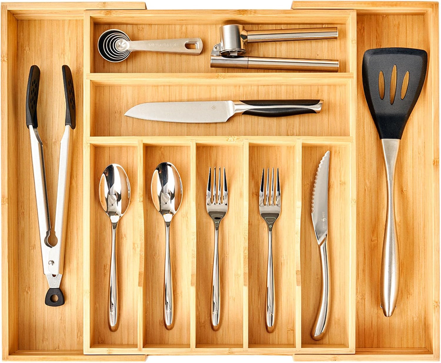 Umilife Large Expandable Kitchen Silverware Utensils Drawer Organizer, 2.5" Extra High Adjustable