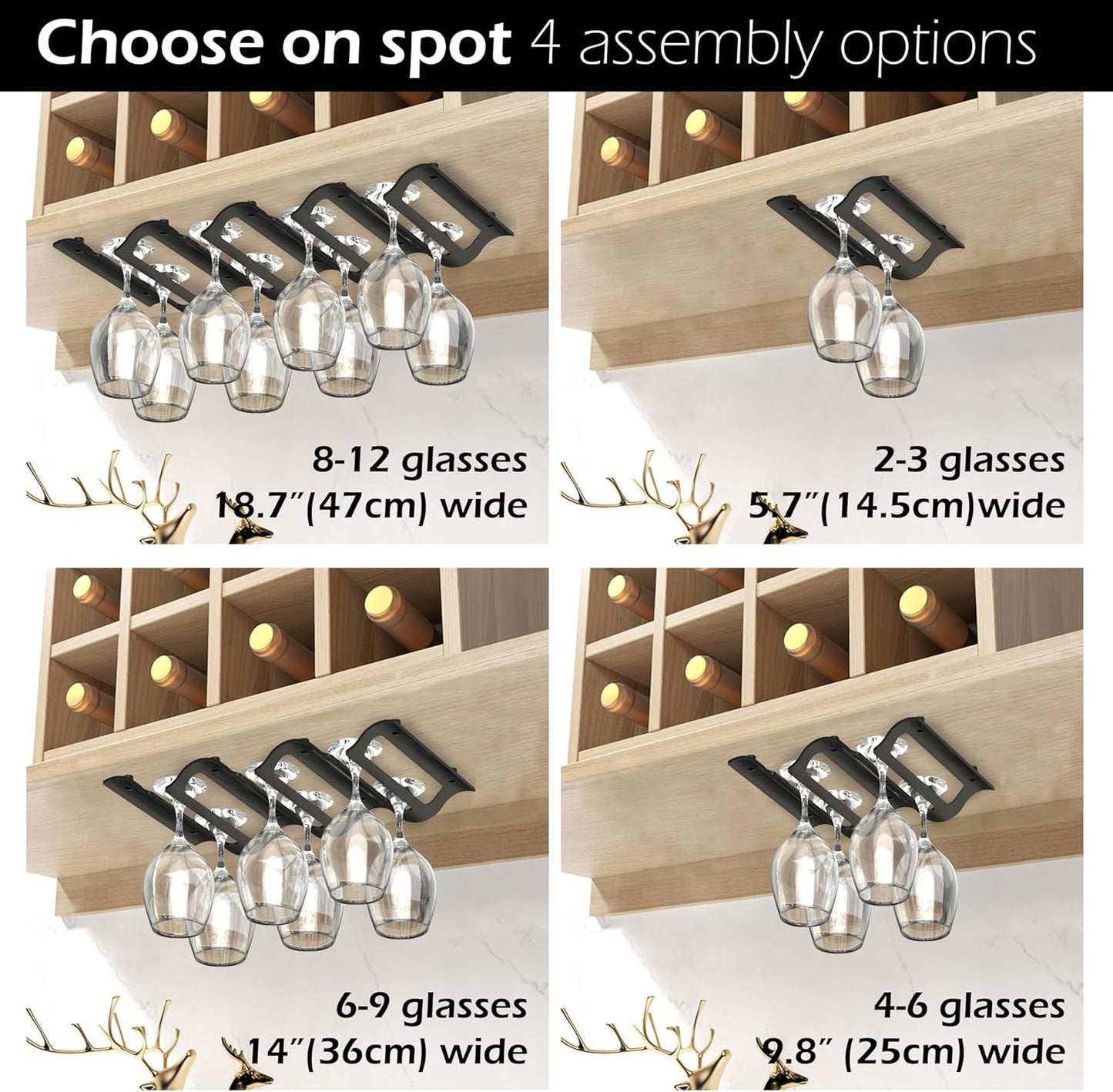 Bariboo Wine Glass Storage Case – Hang 8-12 Glasses on Your 18.7 x 9 x 1.7 In., Dust-Free Wine