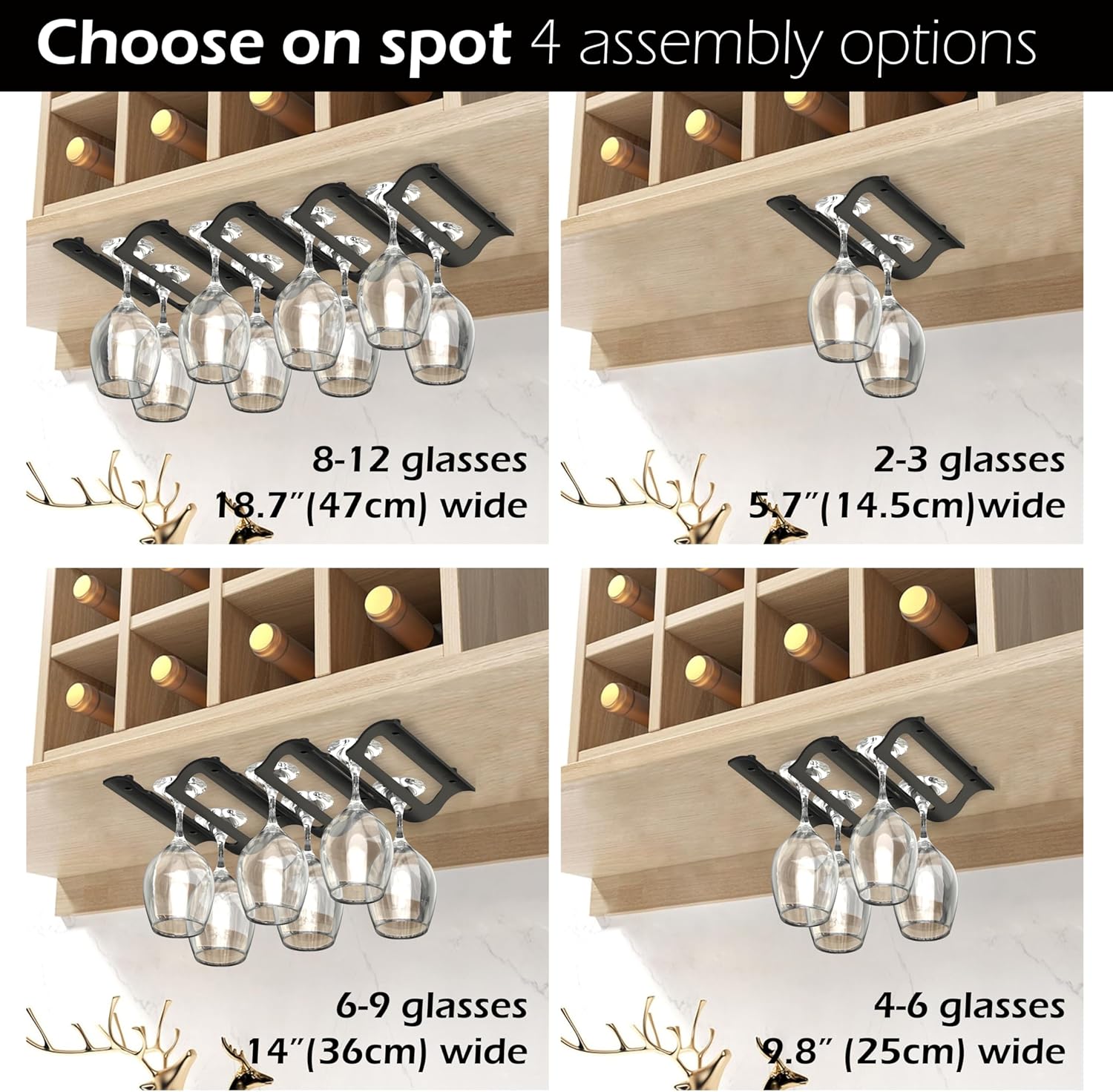 Bariboo Wine Glass Storage Case – Hang 8-12 Glasses on Your 18.7 x 9 x 1.7 In., Dust-Free Wine