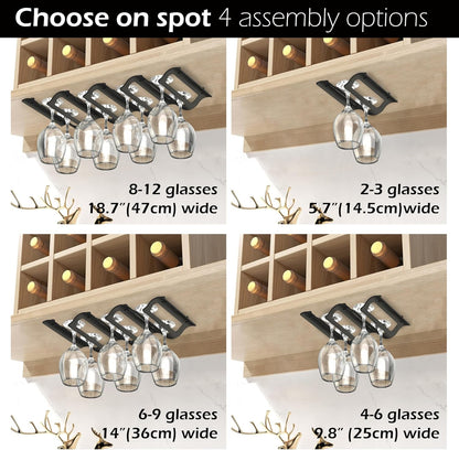 Bariboo Wine Glass Storage Case – Hang 8-12 Glasses on Your 18.7 x 9 x 1.7 In., Dust-Free Wine
