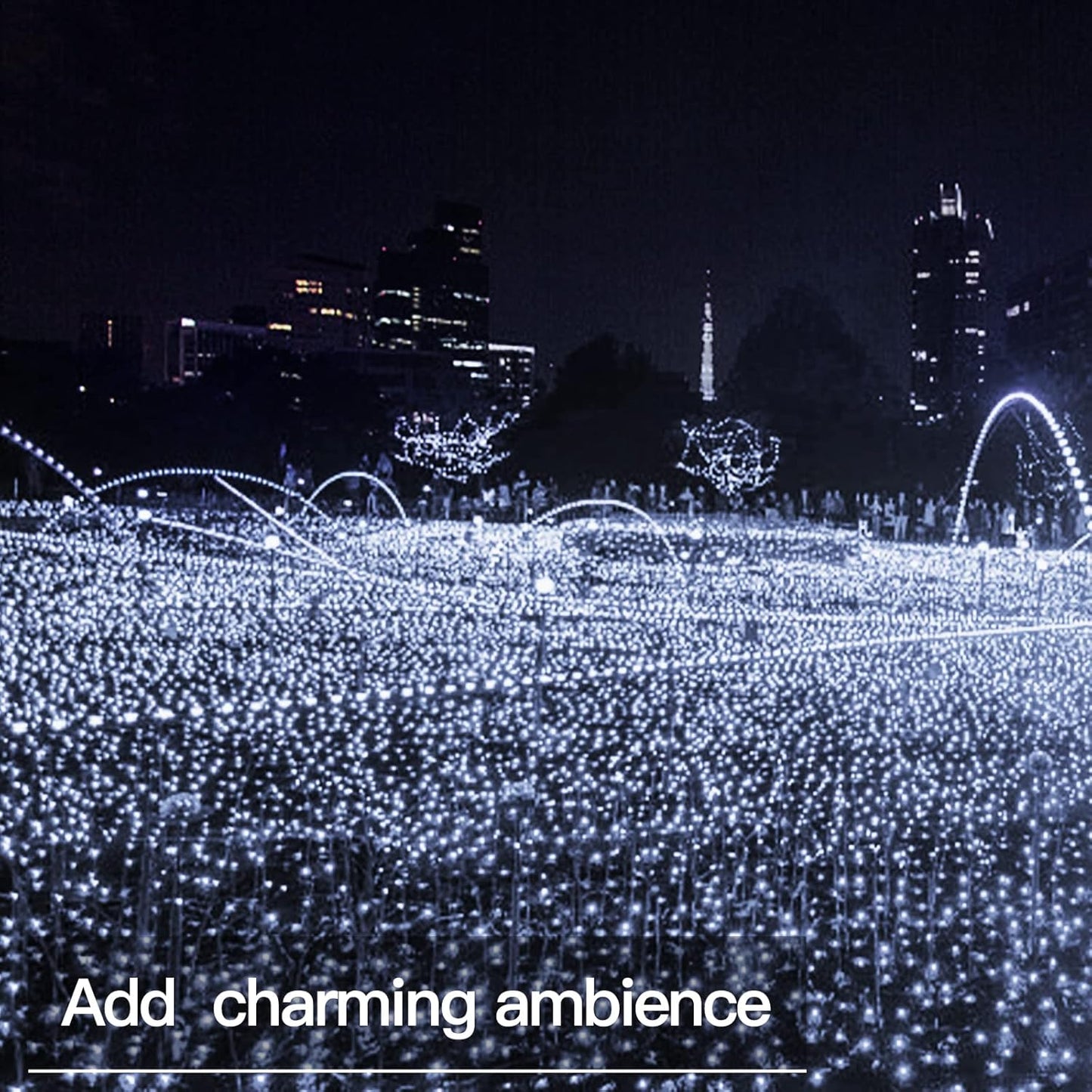 suddus 33ft 100 LED Outdoor String Lights, White Fairy Lights Battery Operated with Remote, Led