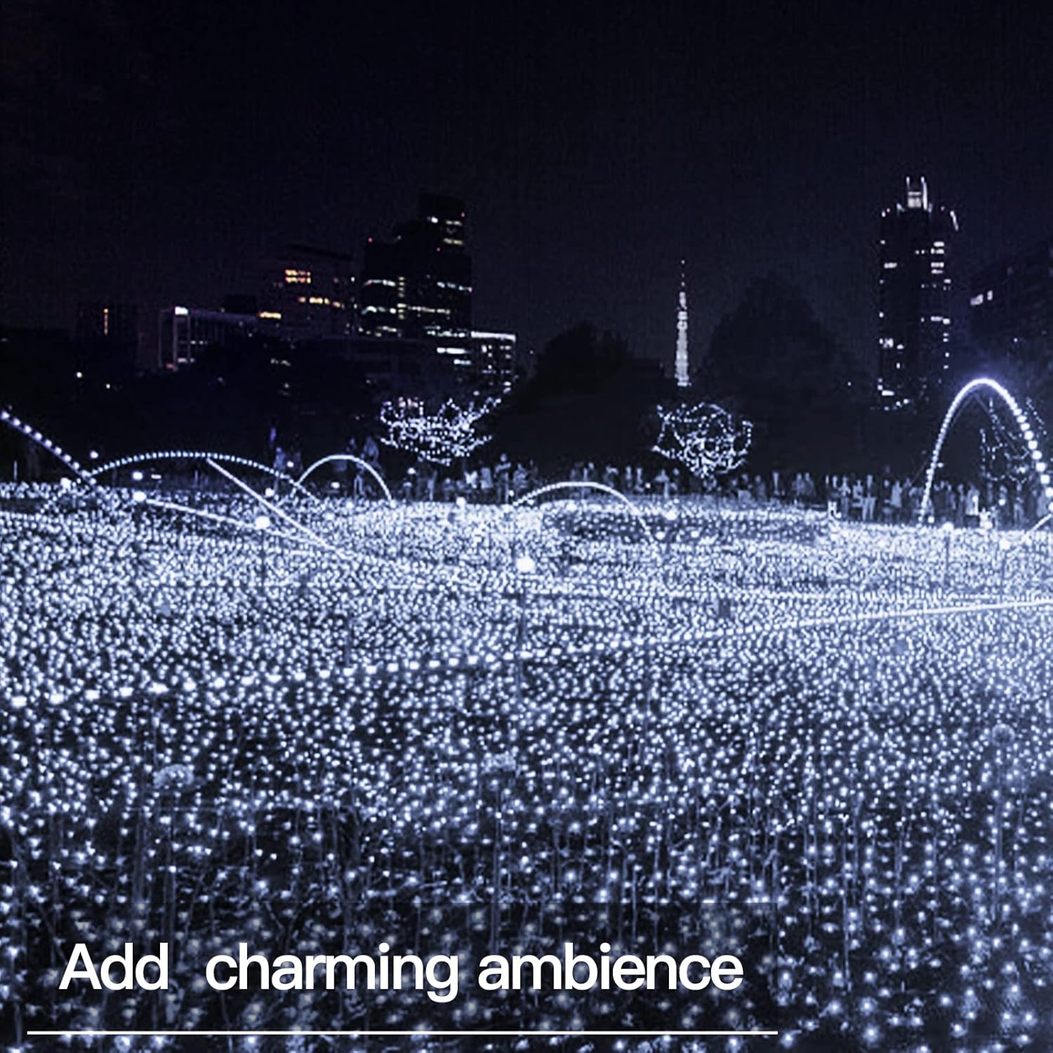 suddus 33ft 100 LED Outdoor String Lights, White Fairy Lights Battery Operated with Remote, Led