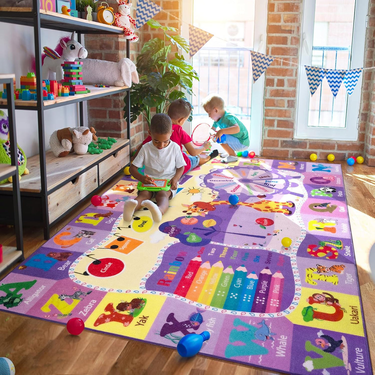 Kids Rugs for Playroom Bedroom Classroom Nursery, Non-Slip and Washable Rugs for Children Toddlers