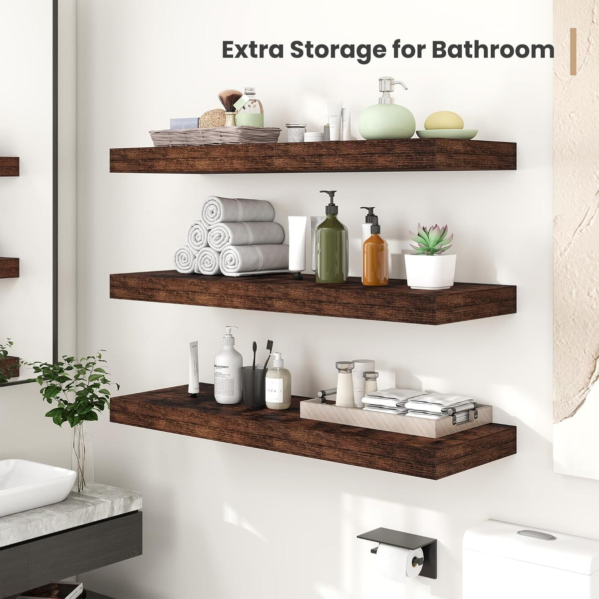 Heimlove 12 Inch Deep Floating Shelves, 12 x 12 inches Long Wall Shelf, Large Extra Display Shelf &