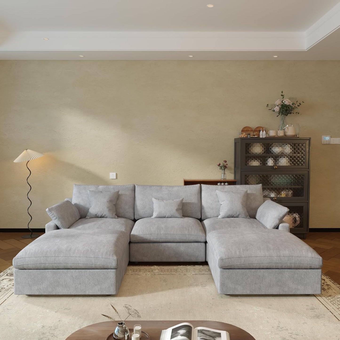 JACH U Shaped Sectional Couches, Cloud Sectional Couch with Deep Seat, 119" Down Filled Modular