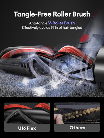 Ultenic Cordless Vacuum Cleaner, 550W/50Kpa, 60Mins Runtime, 180°Bendable Wand, Anti-Tangle Brush