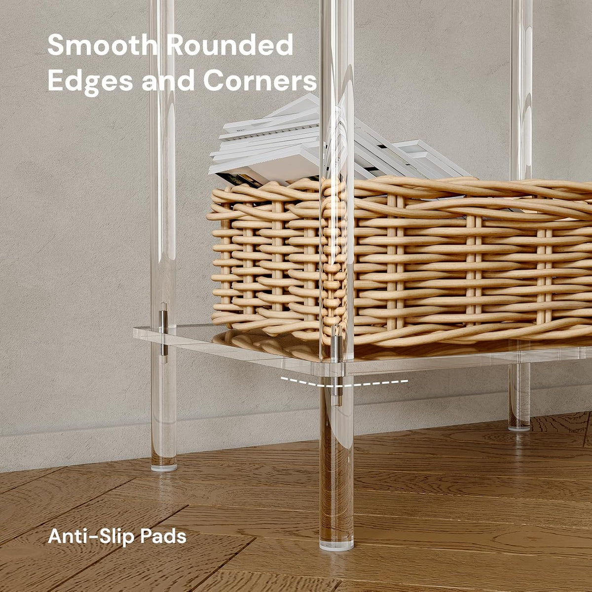 Acrylic Console Table, 29.5" Small Entryway Table with Open Shelves, Clear Entry Table for Sofa