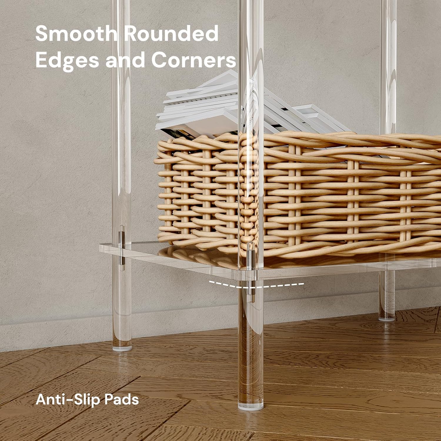 Acrylic Console Table, 29.5" Small Entryway Table with Open Shelves, Clear Entry Table for Sofa