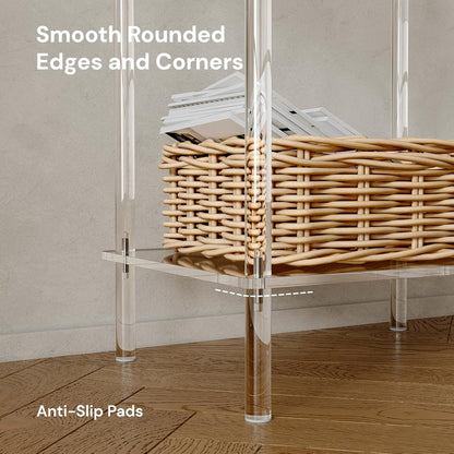Acrylic Console Table, 29.5" Small Entryway Table with Open Shelves, Clear Entry Table for Sofa