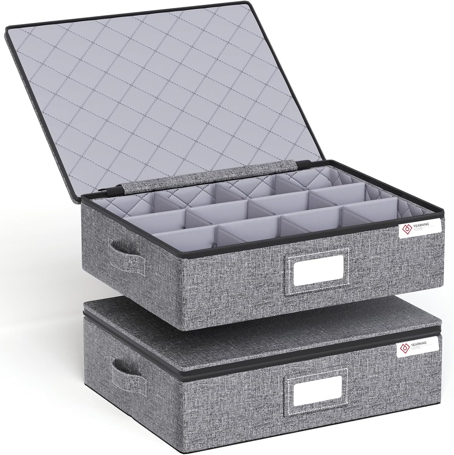 YearningHome Cup and Mug Storage Box with Hard Shell and Dividers for Coffee Mugs,Tea Cups and