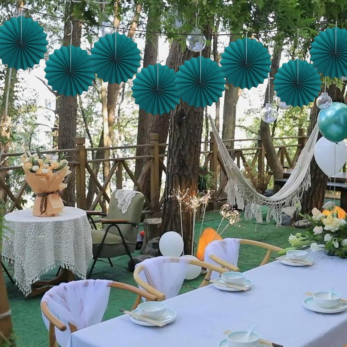 Green Birthday Decorations,DIY Green Paper Fans Hanging Decoration ,Party Supplies Party Fans 12in