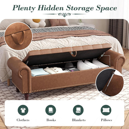 Apicizon 60”Ottoman with Storage, Queen Size End of Bed Storage Bench with Tufted Button