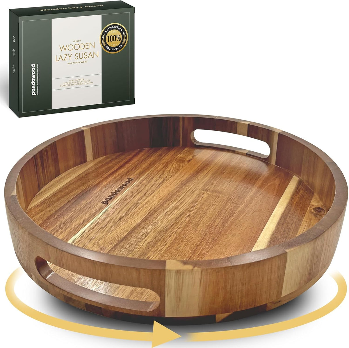 Lazy Susan for Table top 12 inch Wooden Large Lazy Susan Turntable Tray Organizer for Cabinet