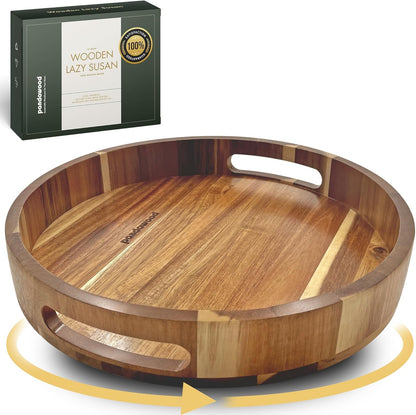 Lazy Susan for Table top 12 inch Wooden Large Lazy Susan Turntable Tray Organizer for Cabinet